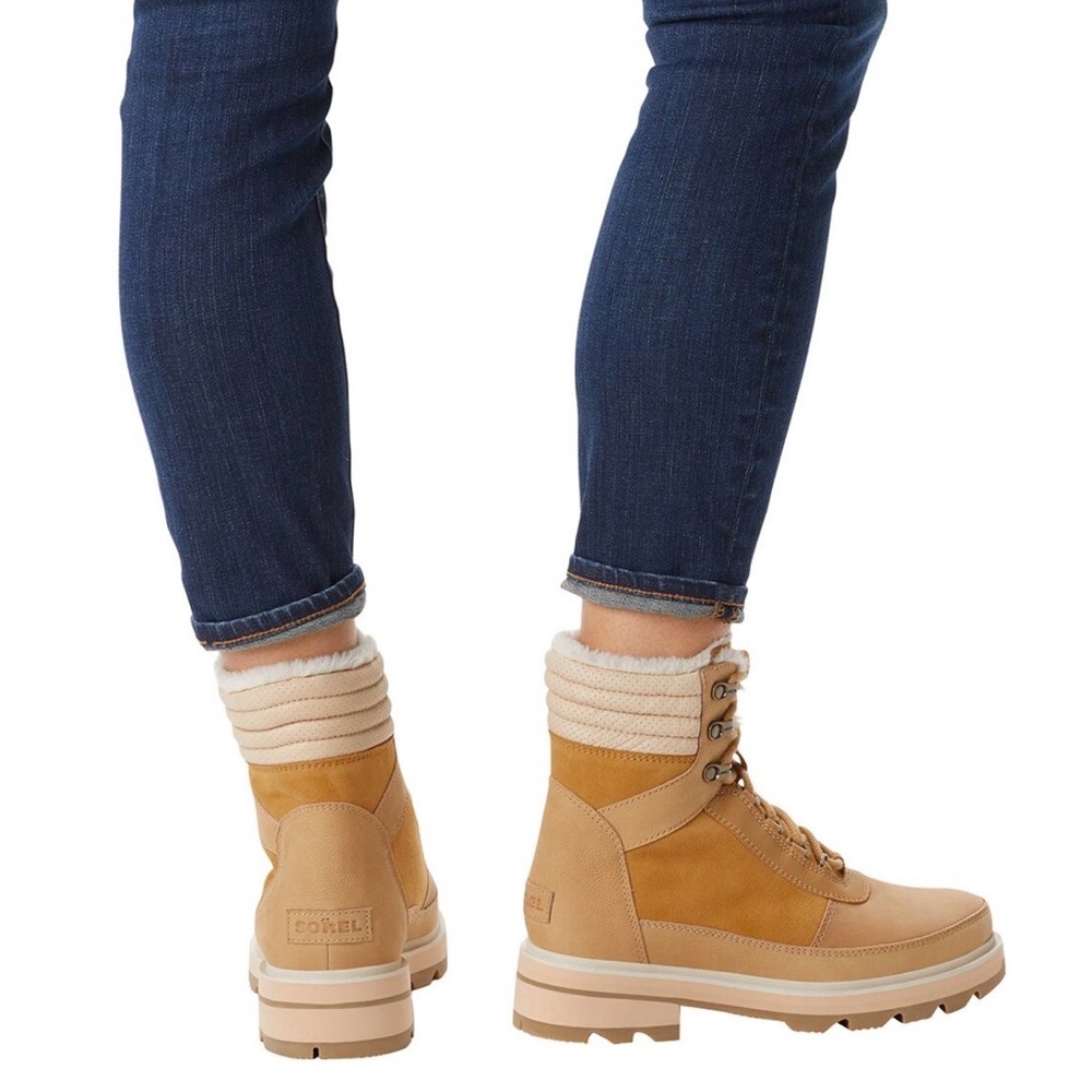 Sorel Lennox Lace Cozy WP Boots Geo Yellow Curry 7.5 Waterproof Insulated